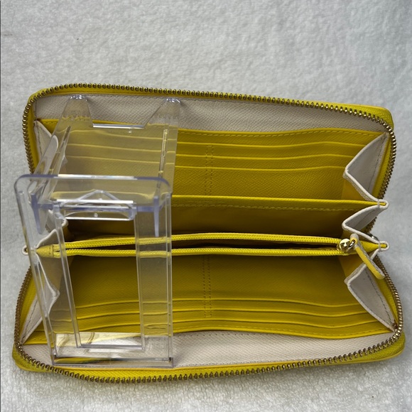 Coach Vibrant Yellow and Cream Leather Wallet - Picture 5 of 12